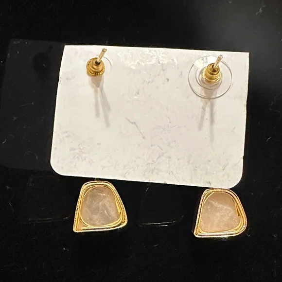 Elegant Gold and Brown Stone Drop Earrings - Picture 3 of 3